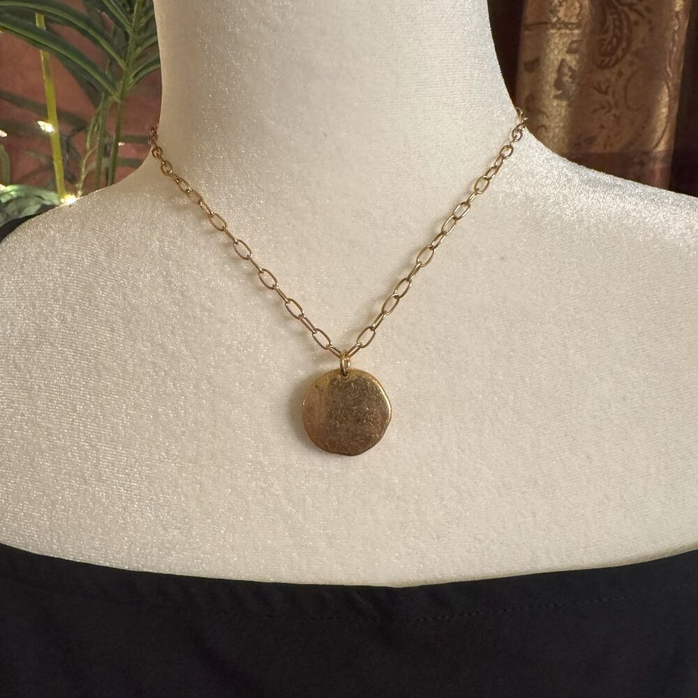 Zara Gold Plated Interlink Chain with Disc Pendant
